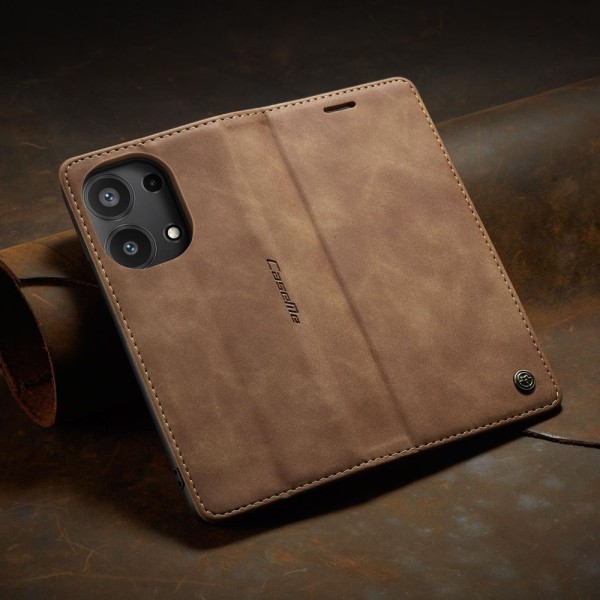 Чохол-книжка CaseMe Нубук для Xiaomi Redmi Note 13 Pro 4G світло-коричневий