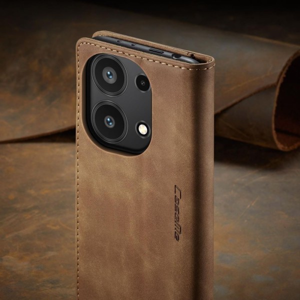 Чохол-книжка CaseMe Нубук для Xiaomi Redmi Note 13 Pro 4G світло-коричневий