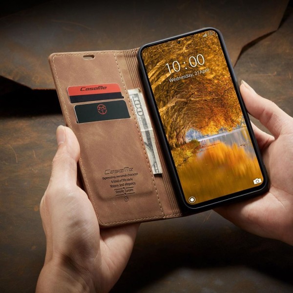 Чохол-книжка CaseMe Нубук для Xiaomi Redmi Note 13 Pro 4G світло-коричневий