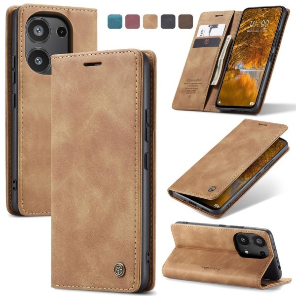 Чохол-книжка CaseMe Нубук для Xiaomi Redmi Note 13 Pro 4G світло-коричневий
