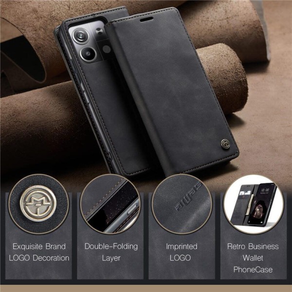 Чохол-книжка CaseMe Нубук для Xiaomi Redmi Note 13 Pro 5G чорний