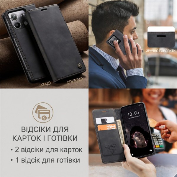 Чохол-книжка CaseMe Нубук для Xiaomi Redmi Note 13 Pro 5G чорний