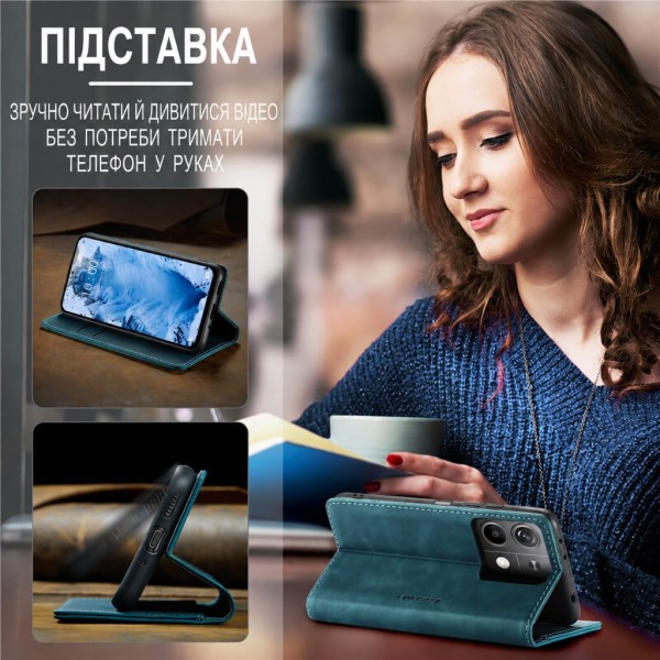 Чохол-книжка CaseMe Нубук для Xiaomi Redmi Note 13 Pro 5G бірюзовий