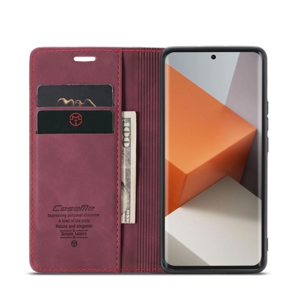 Чохол-книжка CaseMe Нубук для Xiaomi Redmi Note 13 Pro+ 5G бордовий