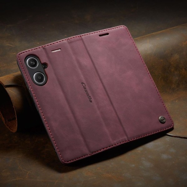 Чохол-книжка CaseMe Нубук для Xiaomi Redmi Note 13 Pro+ 5G бордовий