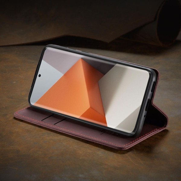 Чохол-книжка CaseMe Нубук для Xiaomi Redmi Note 13 Pro+ 5G бордовий