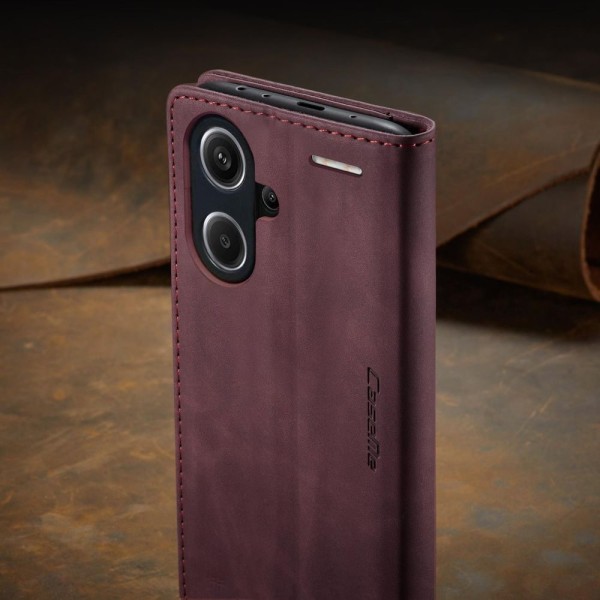 Чохол-книжка CaseMe Нубук для Xiaomi Redmi Note 13 Pro+ 5G бордовий