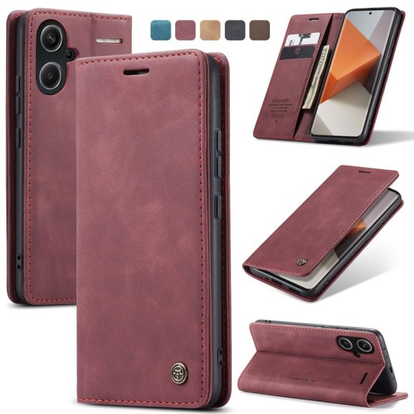 Чохол-книжка CaseMe Нубук для Xiaomi Redmi Note 13 Pro+ 5G бордовий