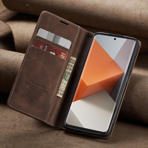 Чохол-книжка CaseMe Нубук для Xiaomi Redmi Note 13 Pro+ 5G темно-коричневий