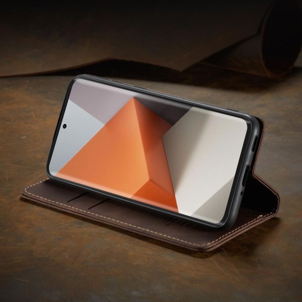 Чохол-книжка CaseMe Нубук для Xiaomi Redmi Note 13 Pro+ 5G темно-коричневий