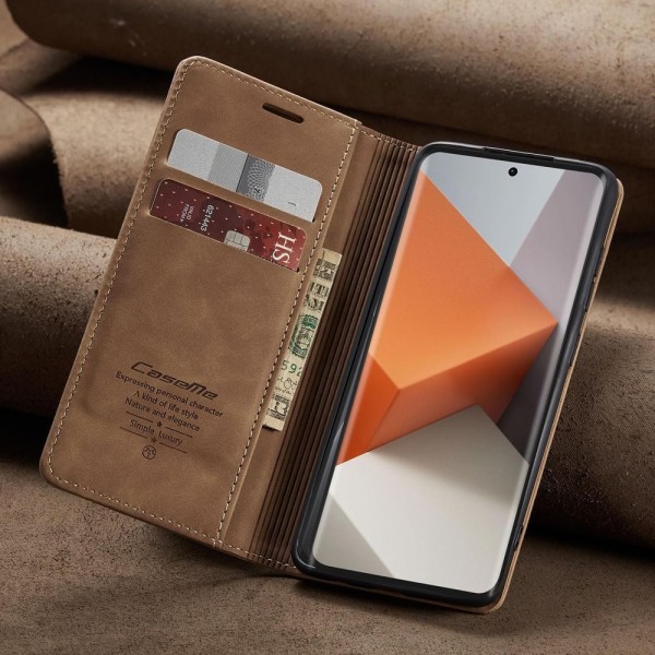 Чохол-книжка CaseMe Нубук для Xiaomi Redmi Note 13 Pro+ 5G світло-коричневий