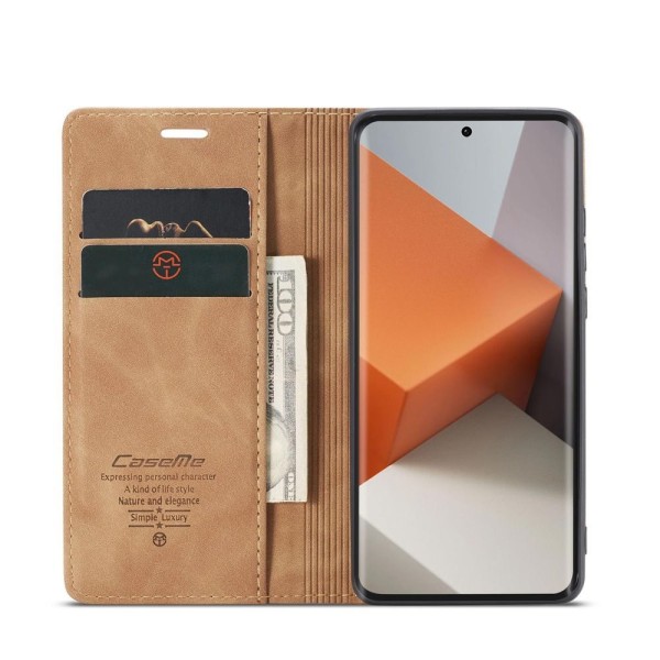 Чохол-книжка CaseMe Нубук для Xiaomi Redmi Note 13 Pro+ 5G світло-коричневий