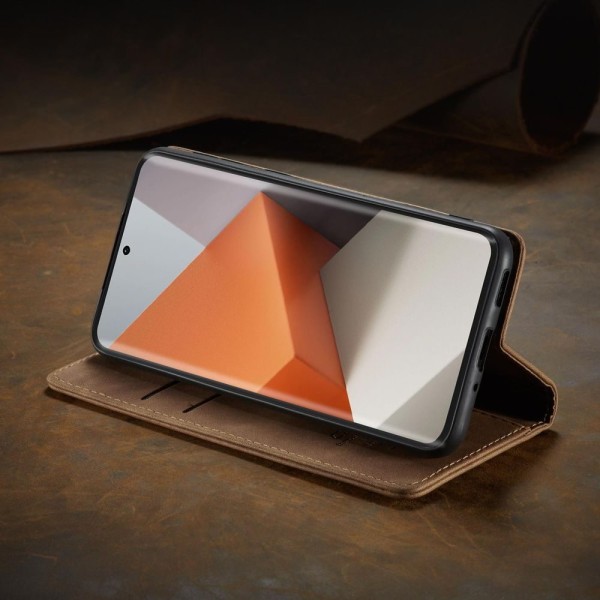 Чохол-книжка CaseMe Нубук для Xiaomi Redmi Note 13 Pro+ 5G світло-коричневий