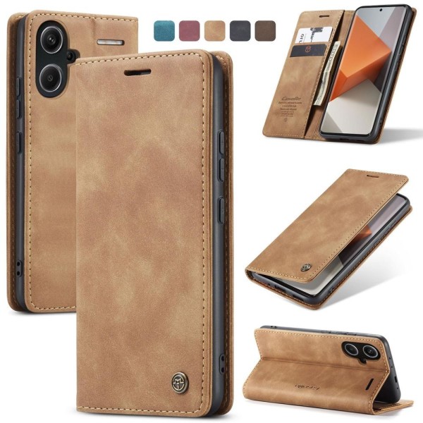 Чохол-книжка CaseMe Нубук для Xiaomi Redmi Note 13 Pro+ 5G світло-коричневий