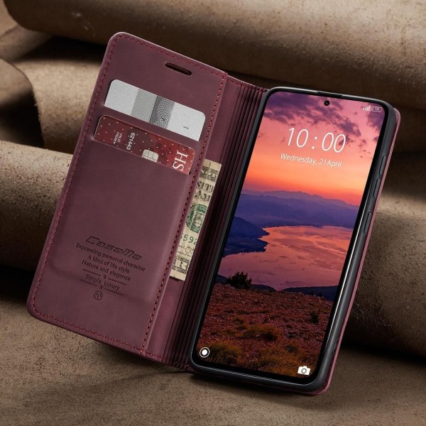 Чохол-книжка CaseMe Нубук для Xiaomi Redmi Note 14 4G 24117RN76E EU бордовий