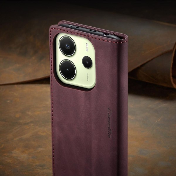 Чохол-книжка CaseMe Нубук для Xiaomi Redmi Note 14 4G 24117RN76E EU бордовий