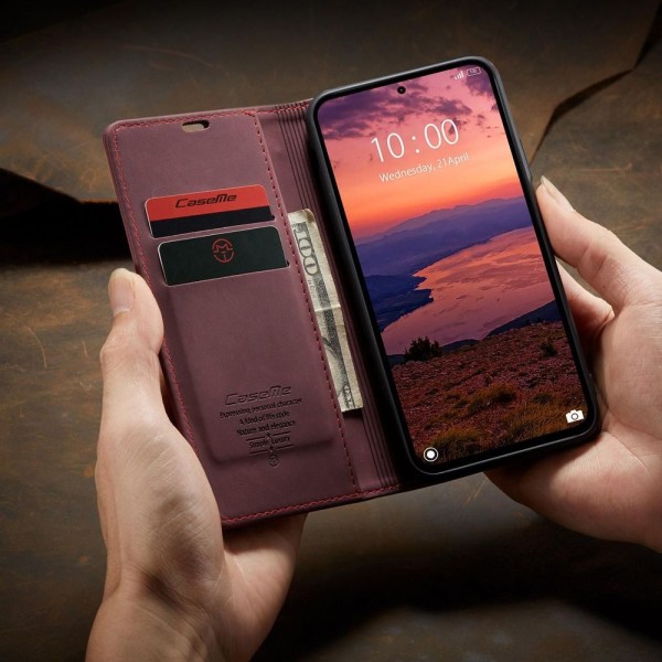 Чохол-книжка CaseMe Нубук для Xiaomi Redmi Note 14 4G 24117RN76E EU бордовий