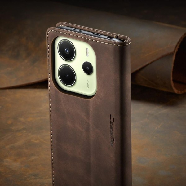 Чохол-книжка CaseMe Нубук для Xiaomi Redmi Note 14 4G 24117RN76E EU темно-коричневий