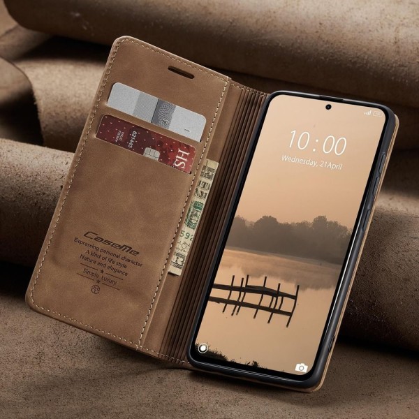 Чохол-книжка CaseMe Нубук для Xiaomi Redmi Note 14 4G 24117RN76E EU світло-коричневий