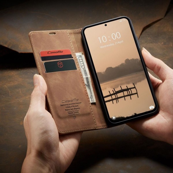 Чохол-книжка CaseMe Нубук для Xiaomi Redmi Note 14 4G 24117RN76E EU світло-коричневий