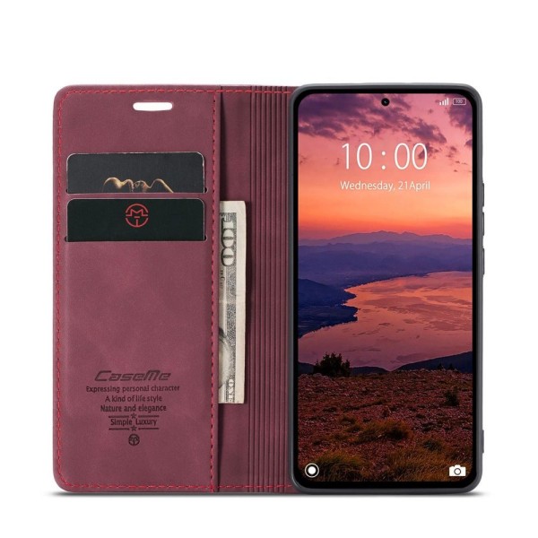 Чохол-книжка CaseMe Нубук для Xiaomi Redmi Note 14 4G 24117RN76G/O бордовий