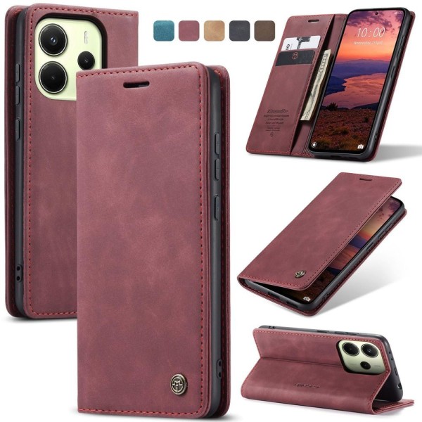 Чохол-книжка CaseMe Нубук для Xiaomi Redmi Note 14 4G 24117RN76G/O бордовий