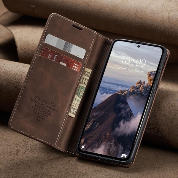 Чохол-книжка CaseMe Нубук для Xiaomi Redmi Note 14 4G 24117RN76G/O темно-коричневий
