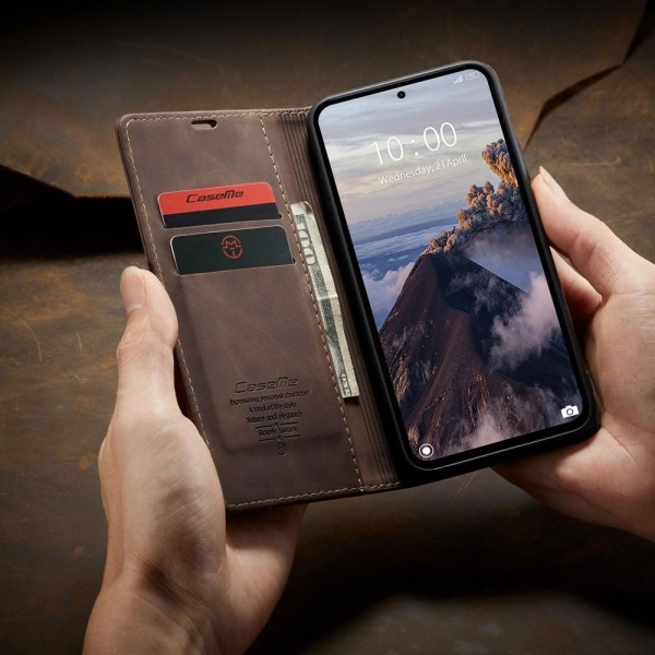 Чохол-книжка CaseMe Нубук для Xiaomi Redmi Note 14 4G 24117RN76G/O темно-коричневий