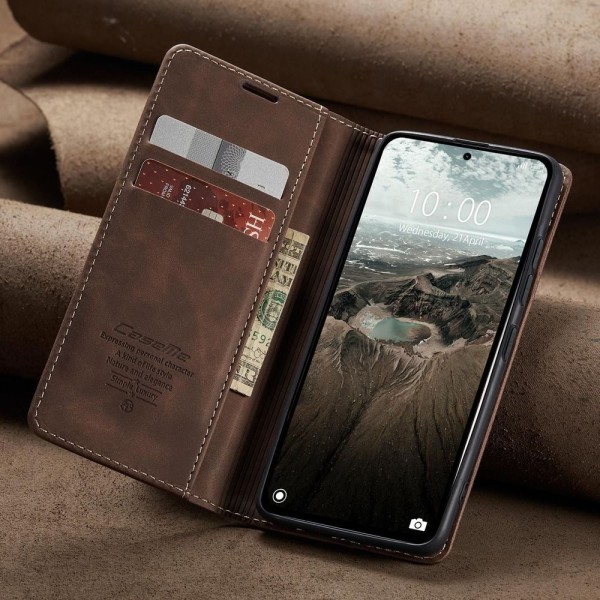 Чохол-книжка CaseMe Нубук для Xiaomi Redmi Note 14 5G темно-коричневий