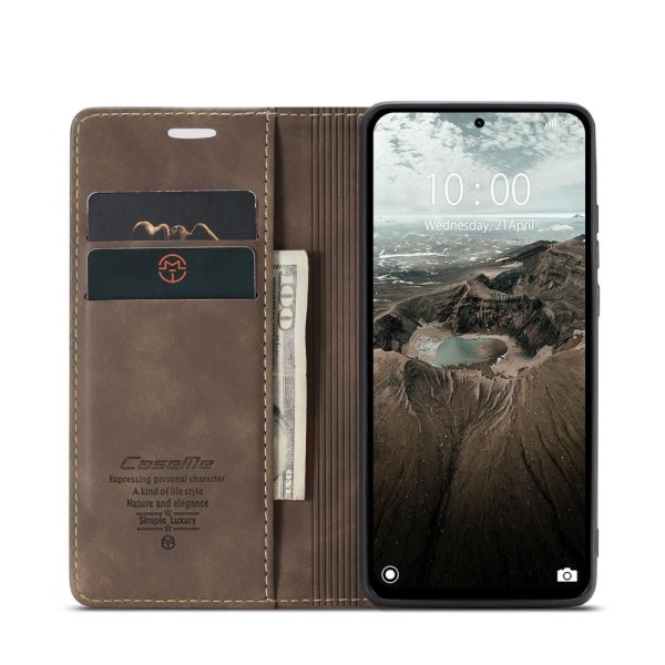 Чохол-книжка CaseMe Нубук для Xiaomi Redmi Note 14 5G темно-коричневий