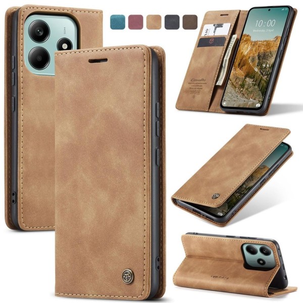 Чохол-книжка CaseMe Нубук для Xiaomi Redmi Note 14 5G світло-коричневий
