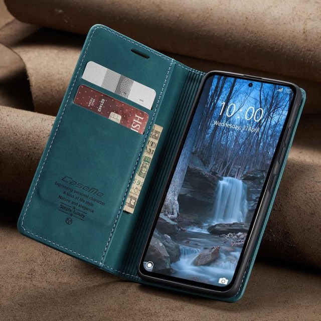Чохол-книжка CaseMe Нубук для Xiaomi Redmi Note 14 5G бірюзовий