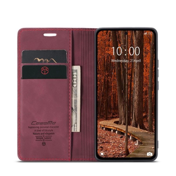 Чохол-книжка CaseMe Нубук для Xiaomi Redmi Note 14 Pro 4G бордовий