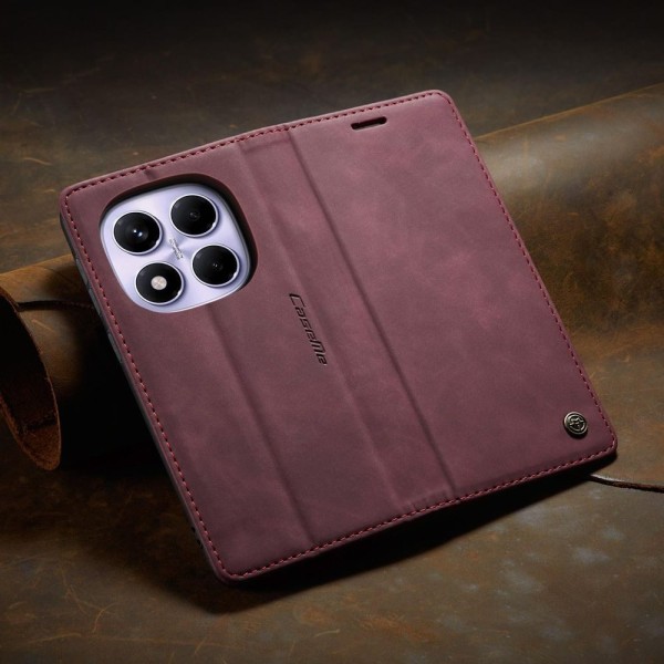Чохол-книжка CaseMe Нубук для Xiaomi Redmi Note 14 Pro 4G бордовий
