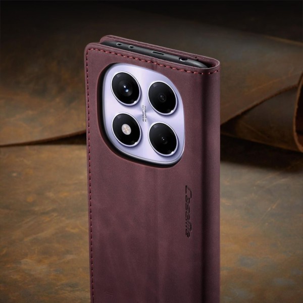 Чохол-книжка CaseMe Нубук для Xiaomi Redmi Note 14 Pro 4G бордовий