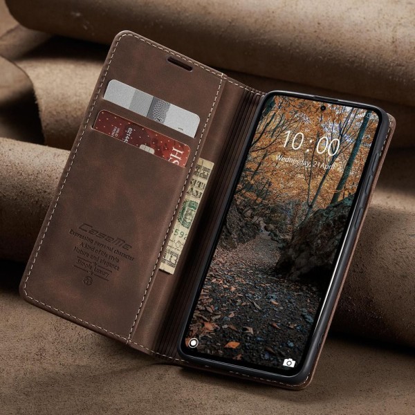 Чохол-книжка CaseMe Нубук для Xiaomi Redmi Note 14 Pro 4G темно-коричневий