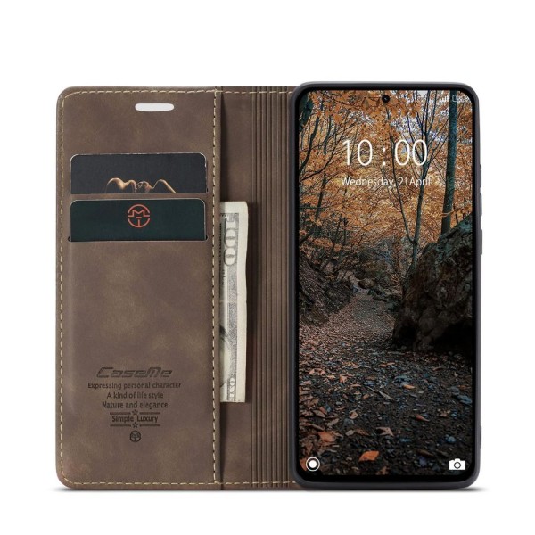 Чохол-книжка CaseMe Нубук для Xiaomi Redmi Note 14 Pro 4G темно-коричневий