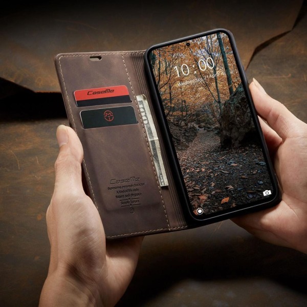 Чохол-книжка CaseMe Нубук для Xiaomi Redmi Note 14 Pro 4G темно-коричневий