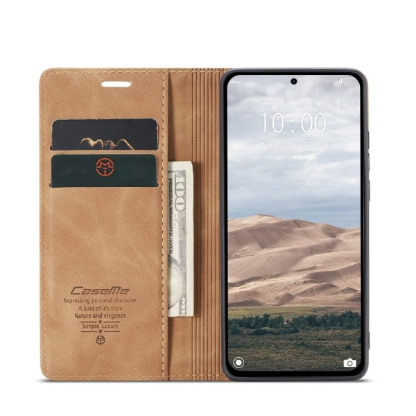 Чохол-книжка CaseMe Нубук для Xiaomi Redmi Note 14 Pro 4G світло-коричневий