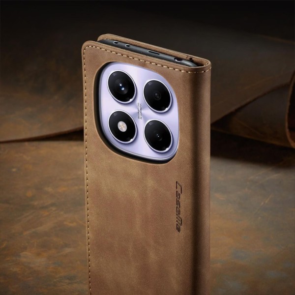 Чохол-книжка CaseMe Нубук для Xiaomi Redmi Note 14 Pro 4G світло-коричневий