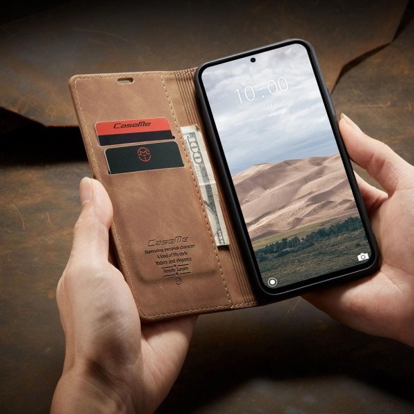 Чохол-книжка CaseMe Нубук для Xiaomi Redmi Note 14 Pro 4G світло-коричневий