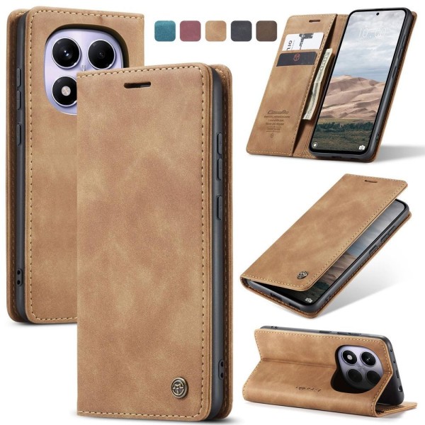 Чохол-книжка CaseMe Нубук для Xiaomi Redmi Note 14 Pro 4G світло-коричневий