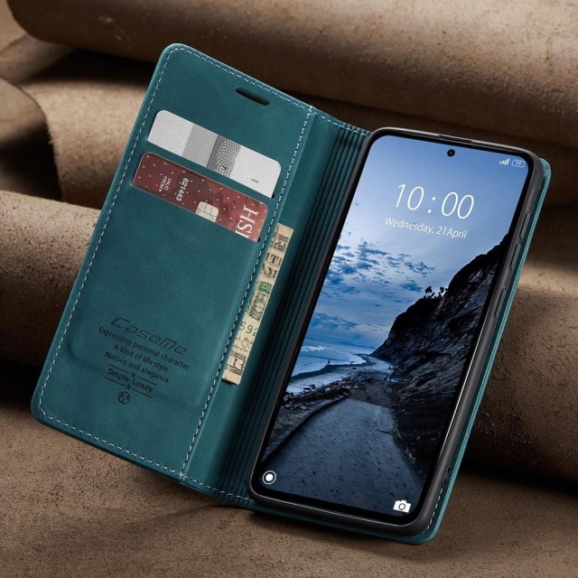 Чохол-книжка CaseMe Нубук для Xiaomi Redmi Note 14 Pro 4G бірюзовий