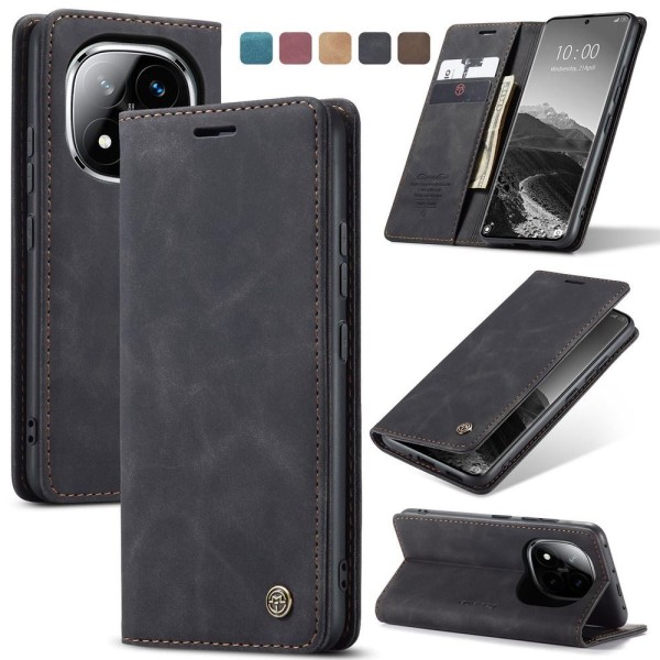 Чохол-книжка CaseMe Нубук для Xiaomi Redmi Note 14 Pro 5G чорний