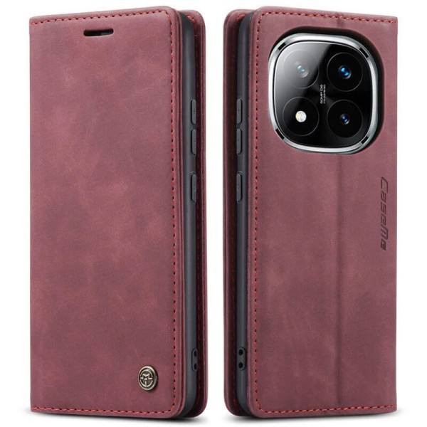 Чохол-книжка CaseMe Нубук для Xiaomi Redmi Note 14 Pro 5G бордовий