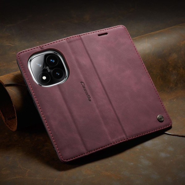Чохол-книжка CaseMe Нубук для Xiaomi Redmi Note 14 Pro 5G бордовий