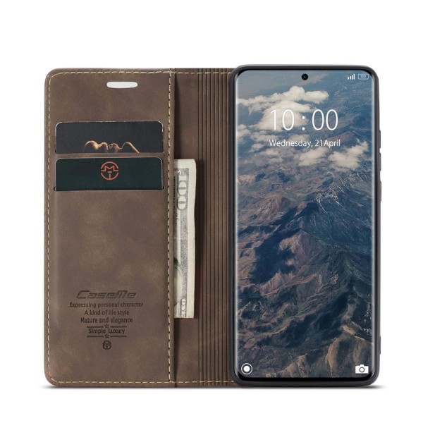 Чохол-книжка CaseMe Нубук для Xiaomi Redmi Note 14 Pro 5G темно-коричневий