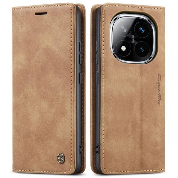 Чохол-книжка CaseMe Нубук для Xiaomi Redmi Note 14 Pro 5G світло-коричневий