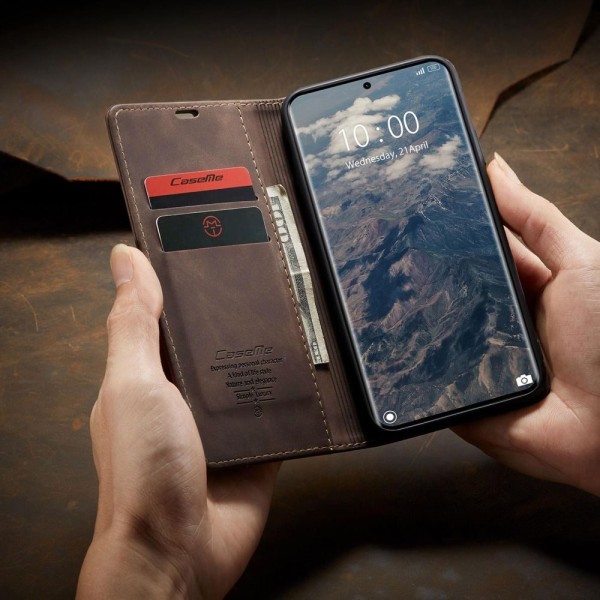 Чохол-книжка CaseMe Нубук для Xiaomi Redmi Note 14 Pro+ 5G темно-коричневий