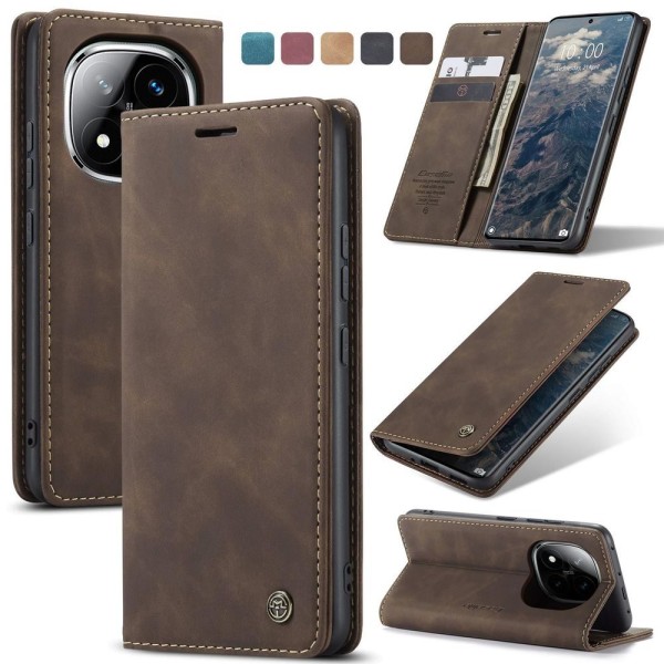 Чохол-книжка CaseMe Нубук для Xiaomi Redmi Note 14 Pro+ 5G темно-коричневий